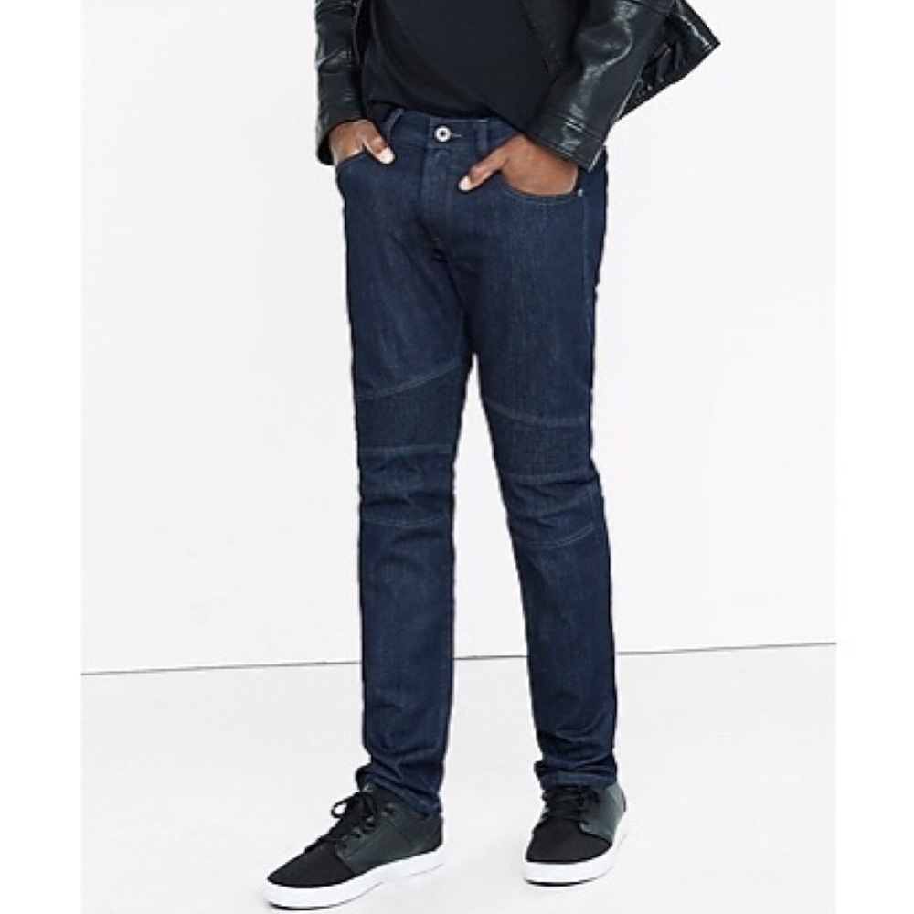 Express Slim Fit Rocco Dark Moto Skinny Leg Jean